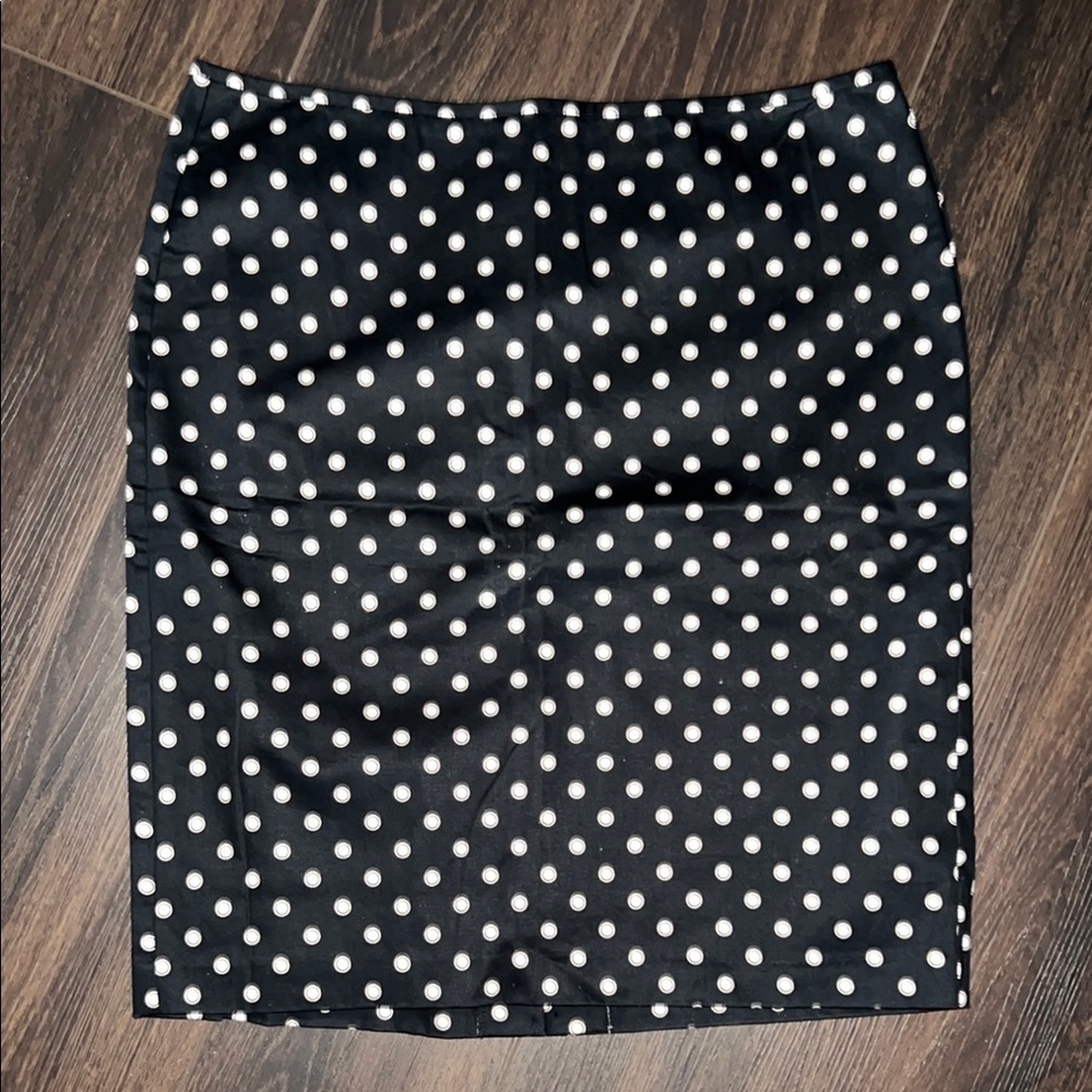 New York & Company Black, White and Tan Polka Dot Skirt, Size: 14